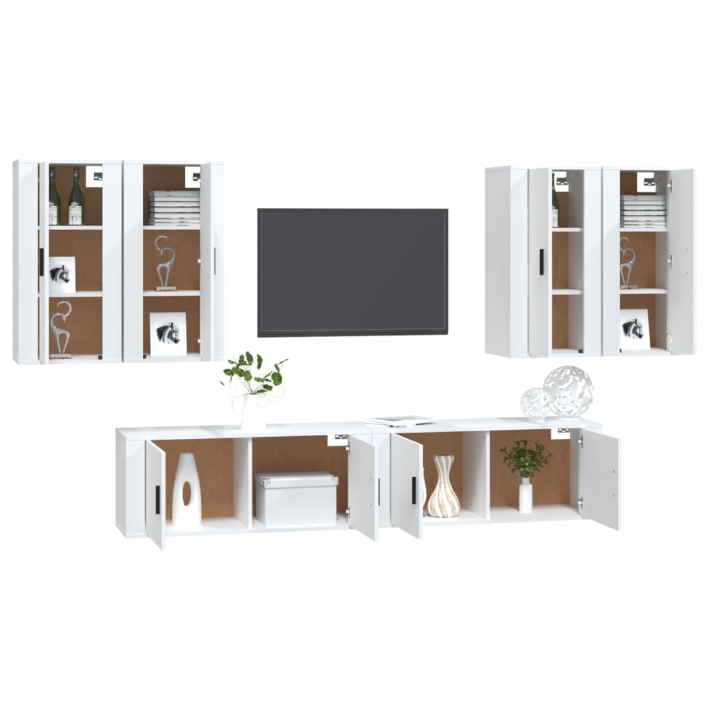 vidaXL Set de muebles para TV 6 piezas madera contrachapada blanco