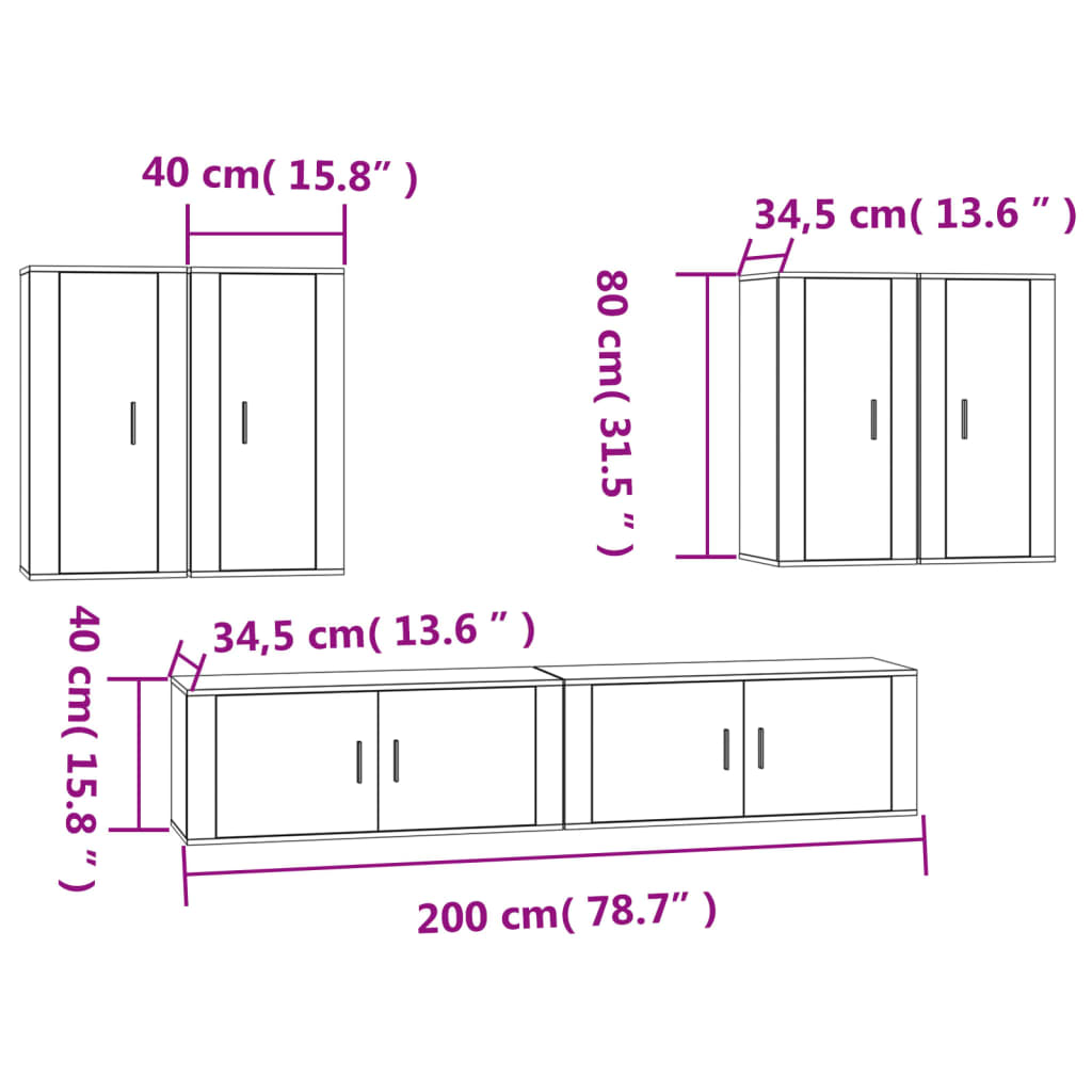 vidaXL Set de muebles para TV 6 piezas madera contrachapada blanco