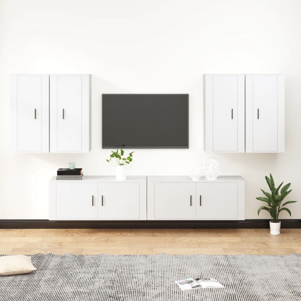 vidaXL Set de muebles para TV 6 piezas madera contrachapada blanco