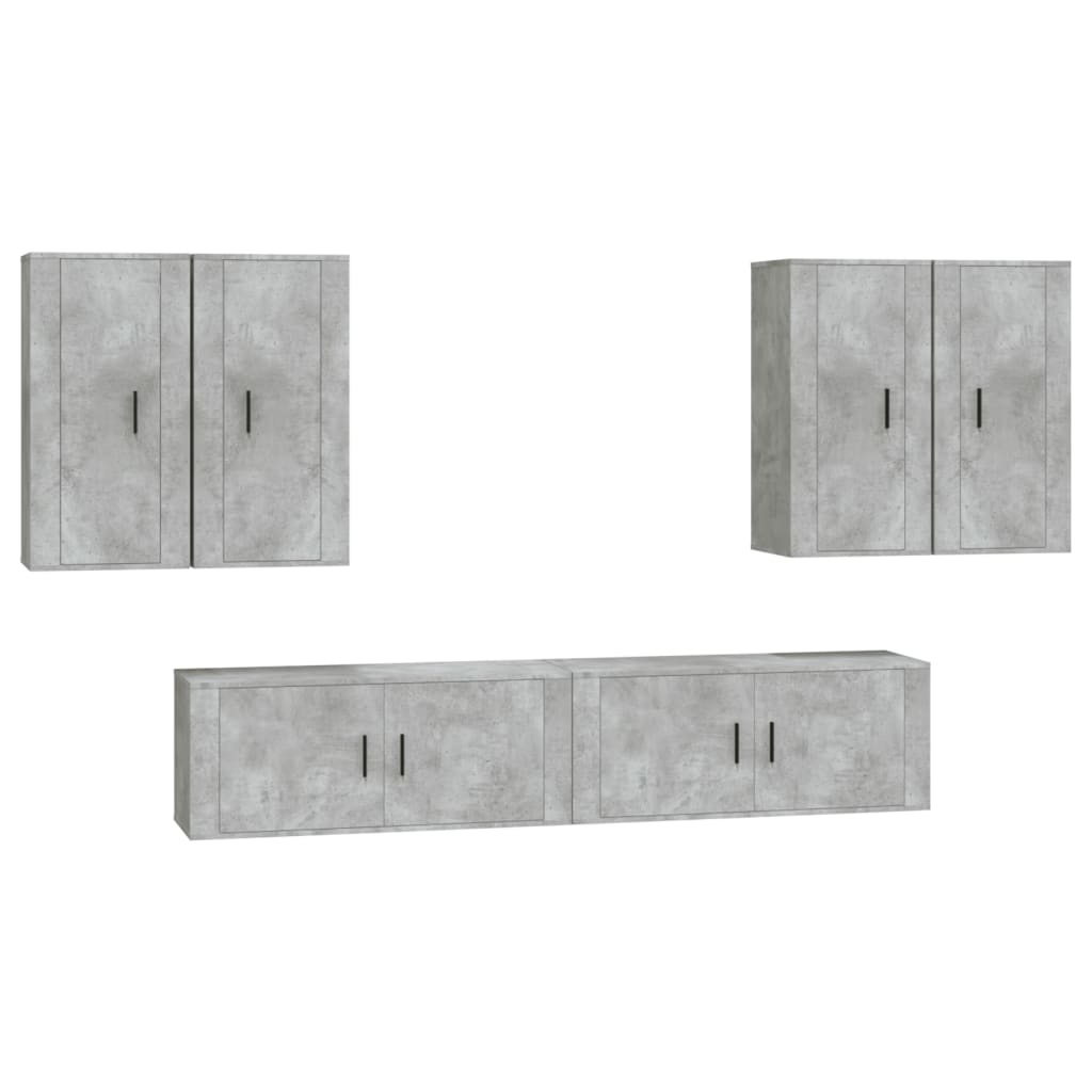 vidaXL Set de muebles de TV 6 pzas madera contrachapada gris hormigón