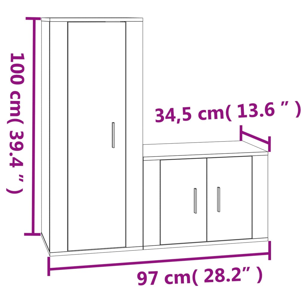 vidaXL Set de muebles de TV 2 piezas madera contrachapada blanco