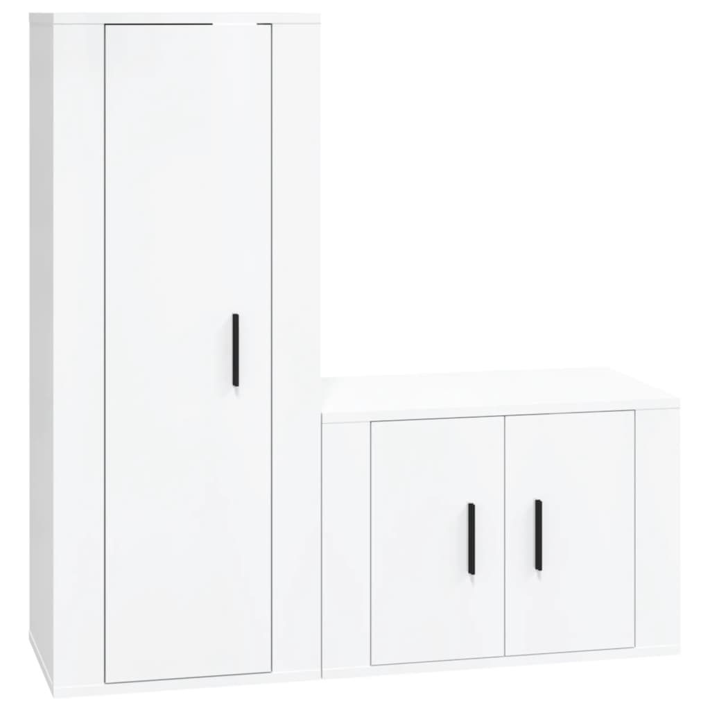 vidaXL Set de muebles de TV 2 pzas madera contrachapada blanco brillo