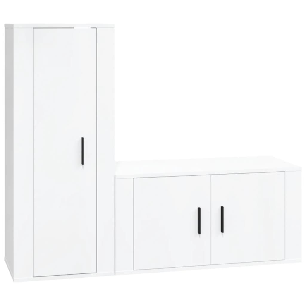 vidaXL Set de muebles de TV 2 pzas madera contrachapada blanco brillo