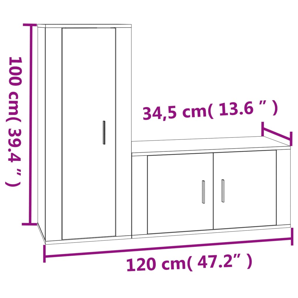 vidaXL Set de muebles de TV 2 pzas madera contrachapada blanco brillo