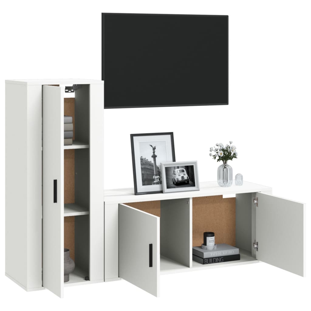 vidaXL Set de muebles de TV 2 piezas madera contrachapada blanco