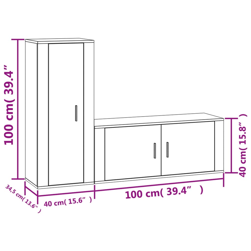 vidaXL Set de muebles de TV 2 piezas madera contrachapada blanco