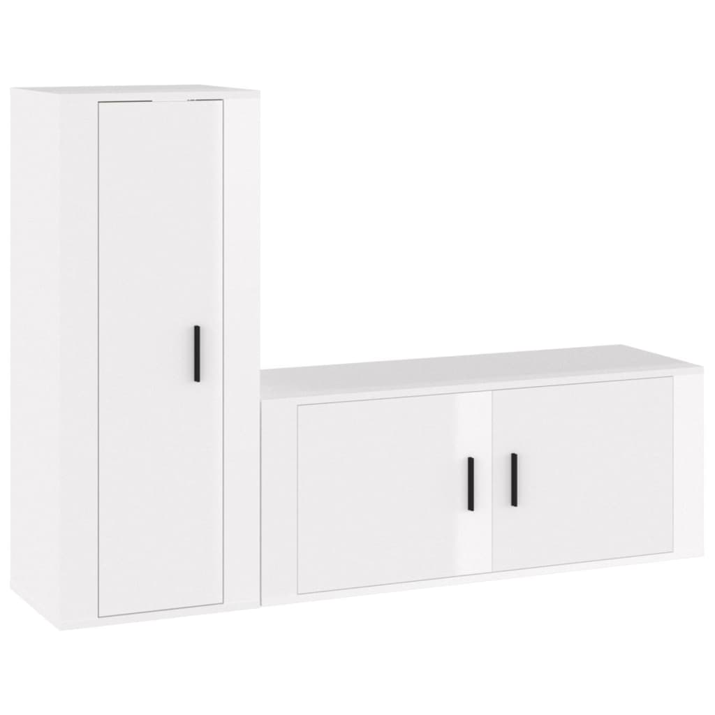 vidaXL Set de muebles de TV 2 pzas madera contrachapada blanco brillo