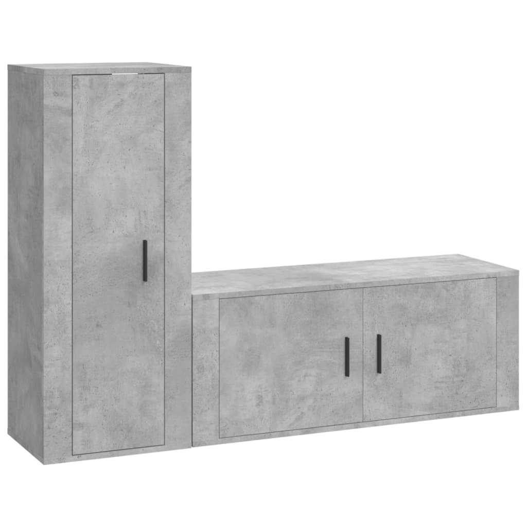 vidaXL Set de muebles de TV 2 pzas madera contrachapada gris hormigón