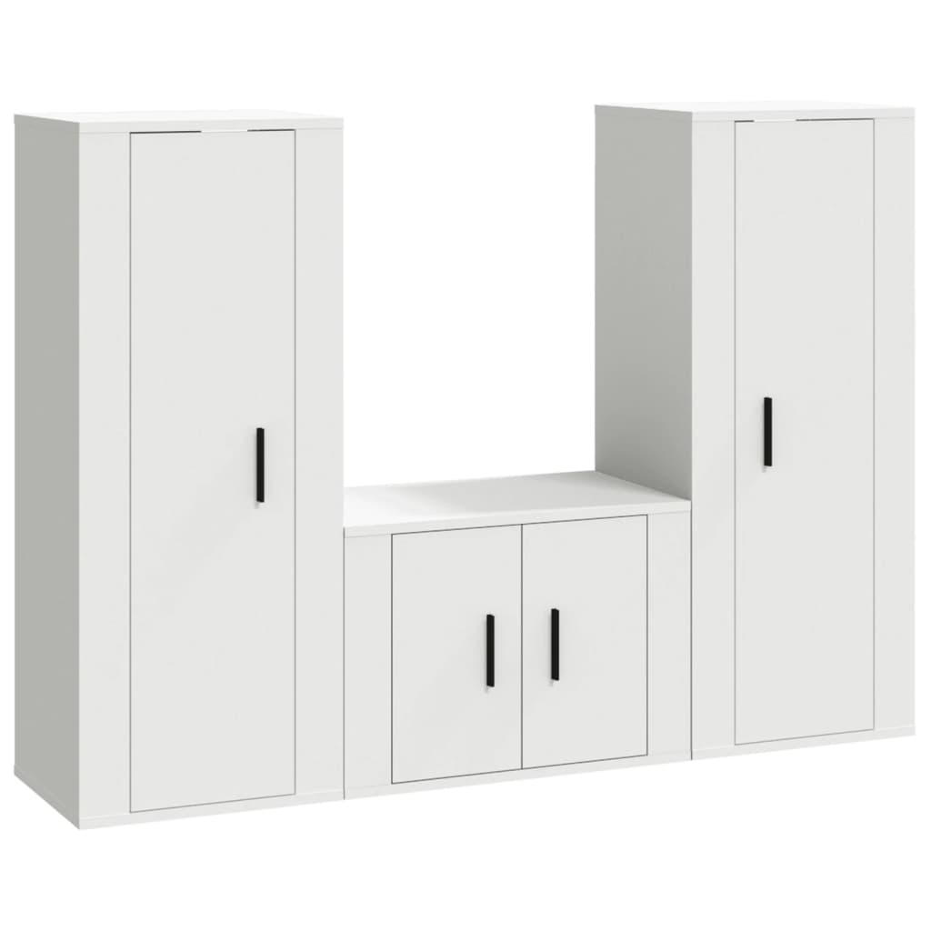 vidaXL Set de muebles de TV 3 piezas madera contrachapada blanco