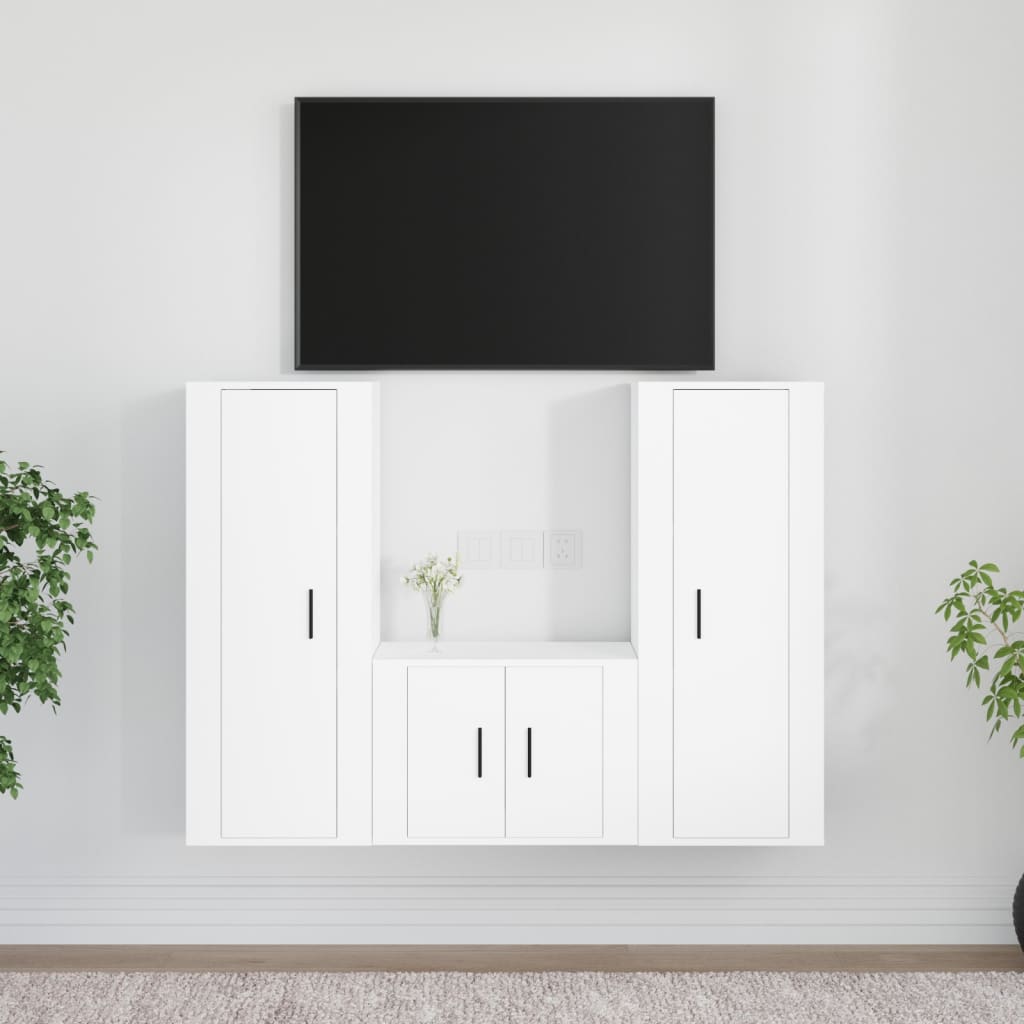 vidaXL Set de muebles de TV 3 piezas madera contrachapada blanco