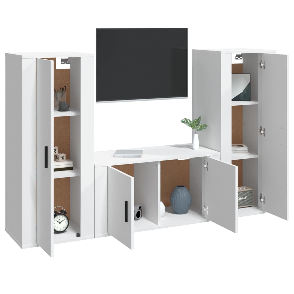 vidaXL Set de muebles de TV 3 piezas madera contrachapada blanco