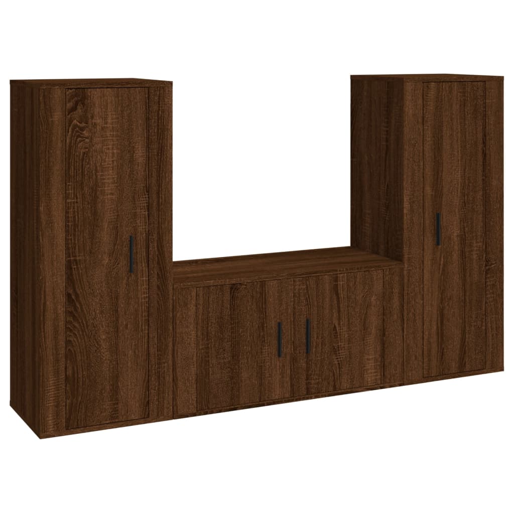 vidaXL Set de muebles para TV 3 pzas madera contrachapada roble marrón