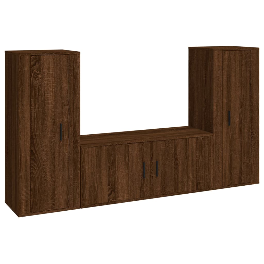 vidaXL Set de muebles para TV 3 pzas madera contrachapada roble marrón