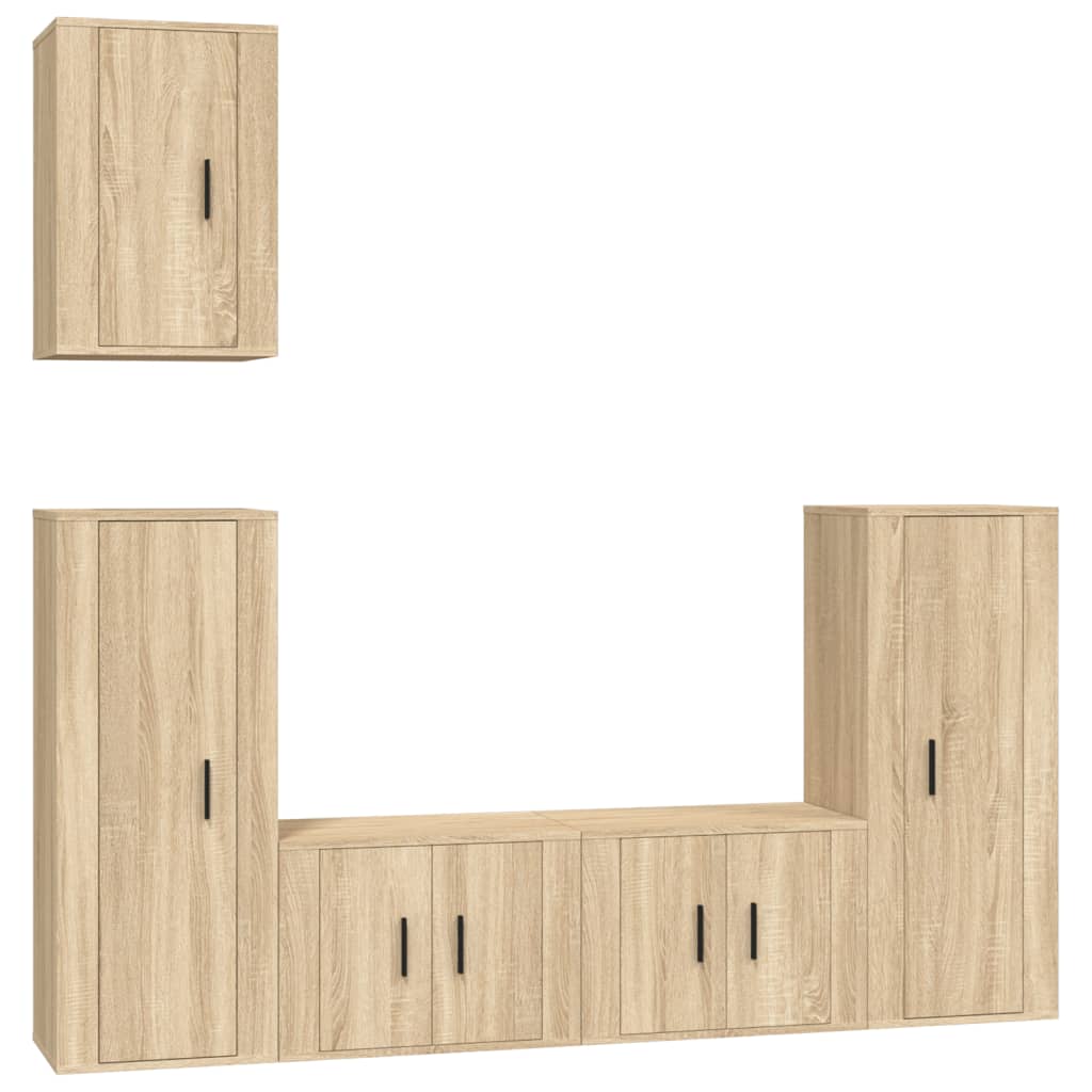 vidaXL Set de muebles para TV 5 pzas madera contrachapada roble Sonoma