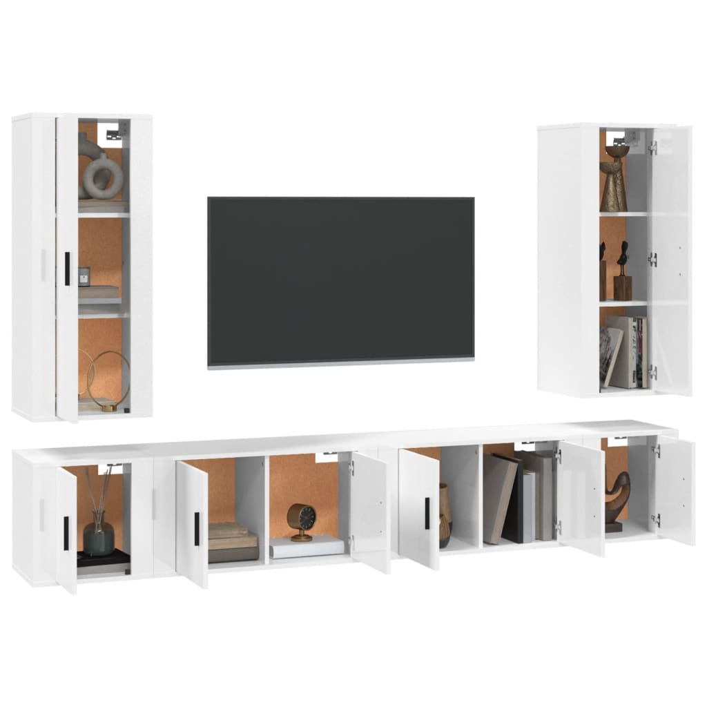 vidaXL Set de muebles para TV 6 piezas madera contrachapada blanco