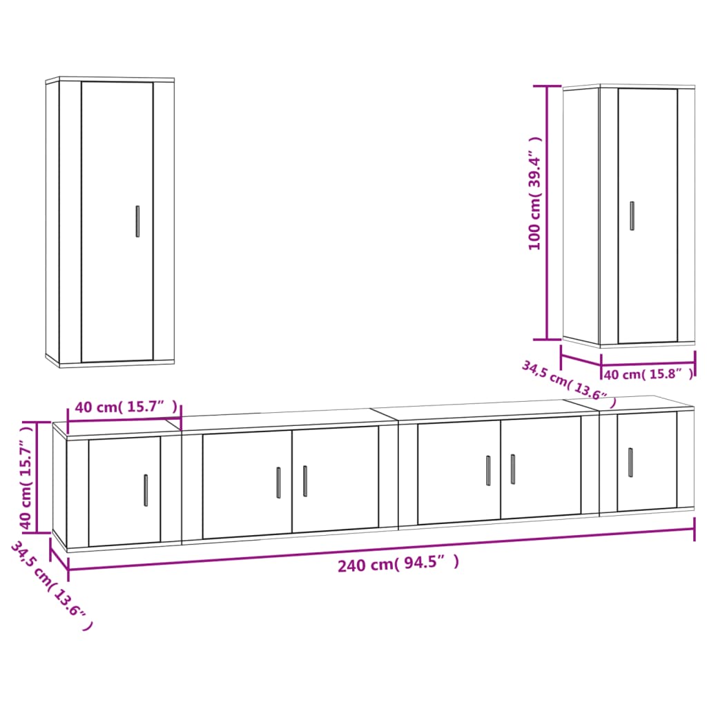 vidaXL Set de muebles para TV 6 piezas madera contrachapada blanco