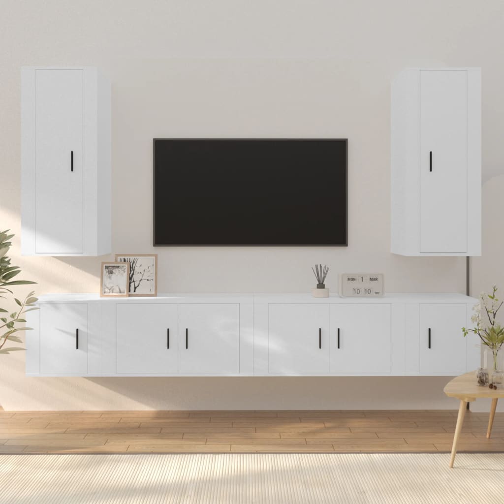 vidaXL Set de muebles para TV 6 piezas madera contrachapada blanco