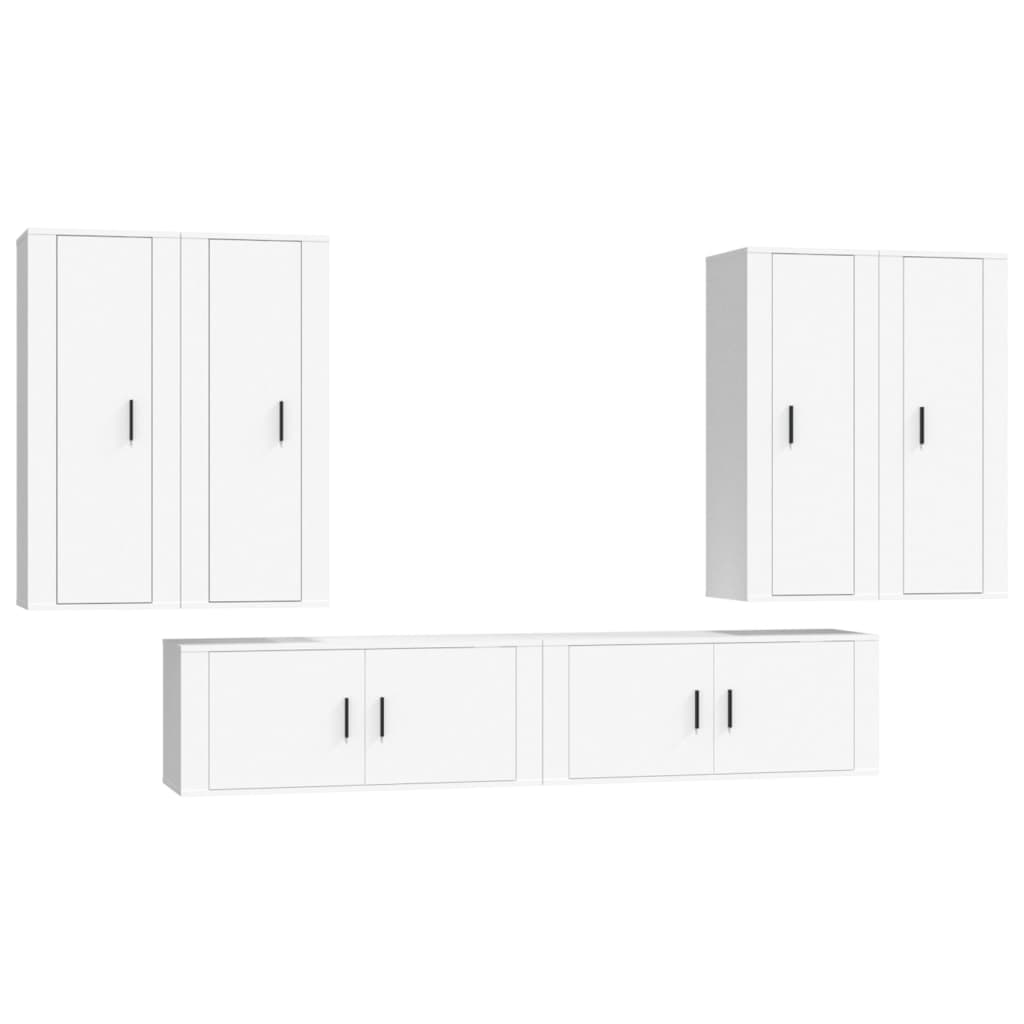 vidaXL Set de muebles para TV 6 piezas madera contrachapada blanco