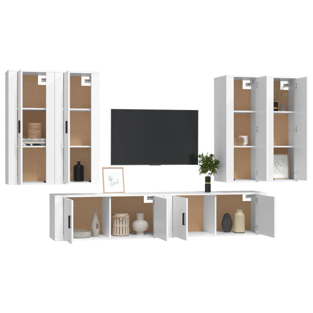 vidaXL Set de muebles para TV 6 piezas madera contrachapada blanco