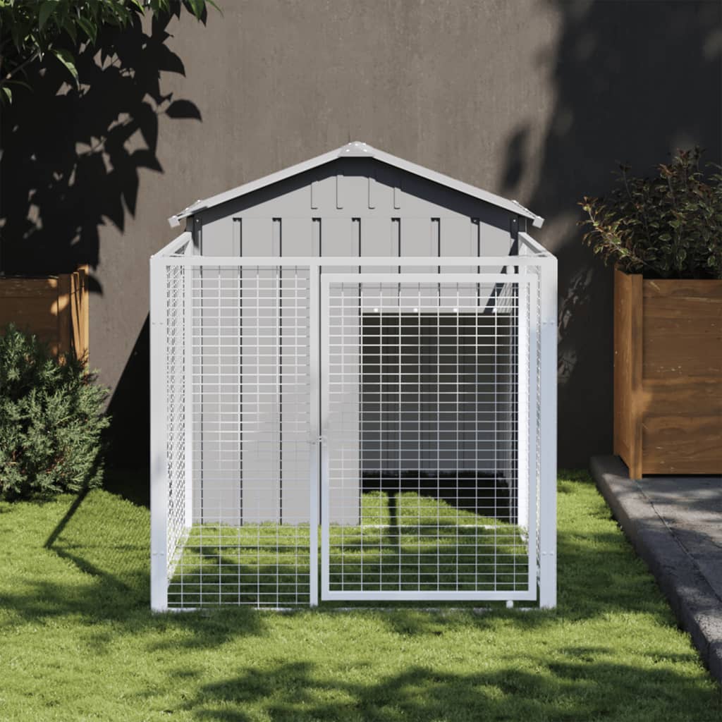 vidaXL Caseta perros corral acero galvanizado gris claro 117x201x123cm