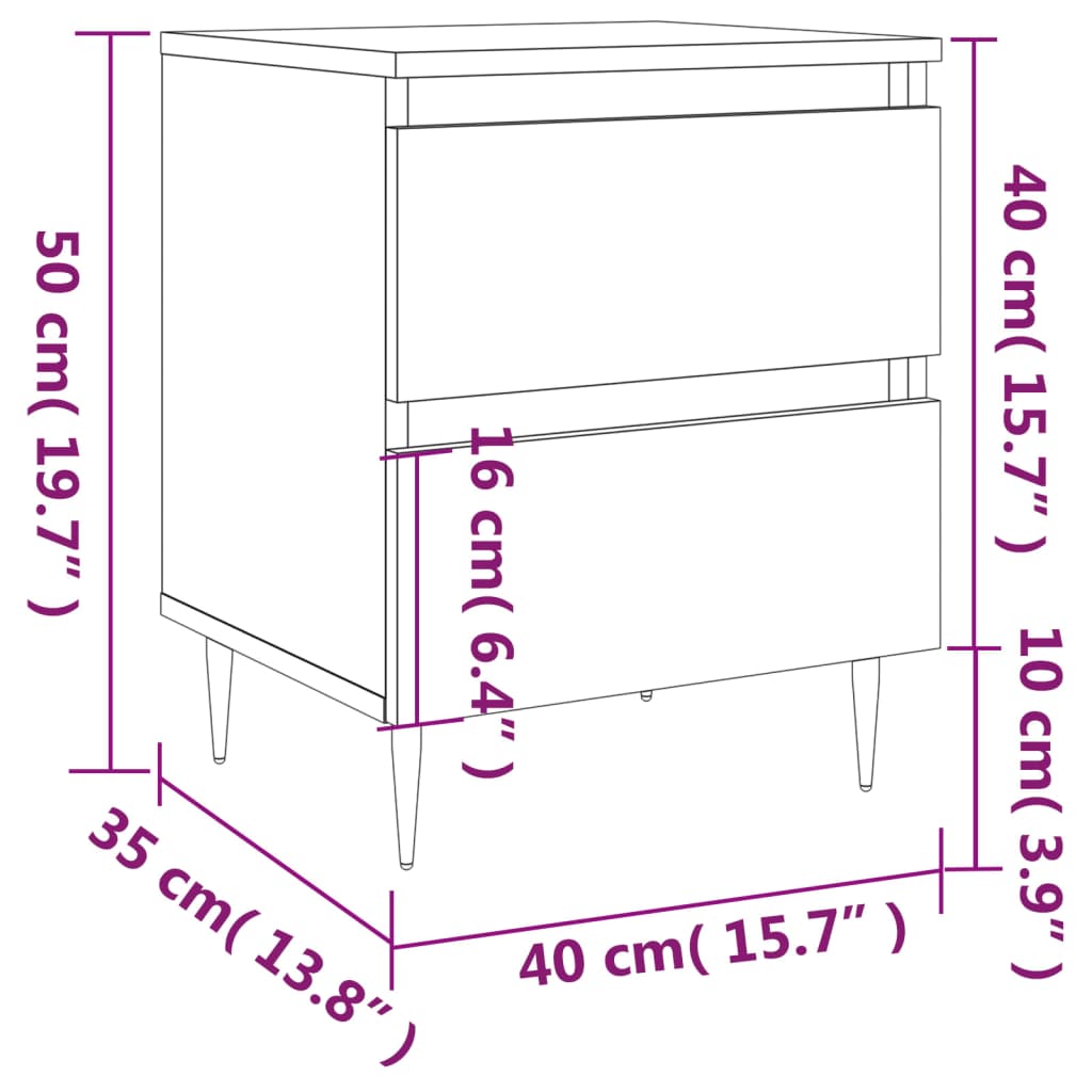 vidaXL Mesita de noche madera de ingeniería marrón roble 40x35x50 cm