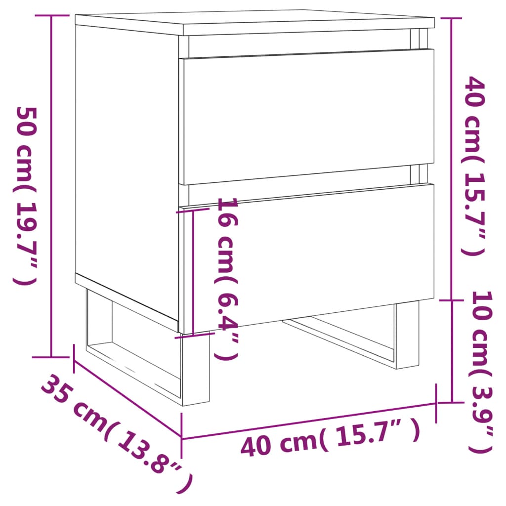 vidaXL Mesita de noche madera de ingeniería marrón roble 40x35x50 cm