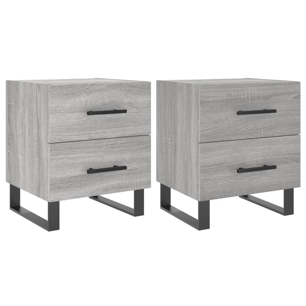 vidaXL Mesitas noche 2 uds madera ingeniería gris Sonoma 40x35x47,5 cm