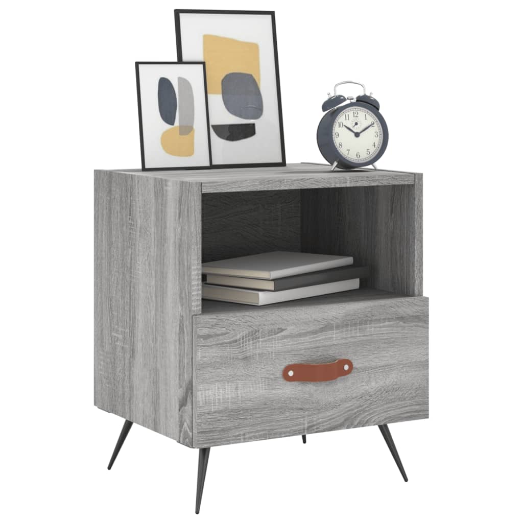 vidaXL Mesitas noche 2 uds madera ingeniería gris Sonoma 40x35x47,5 cm