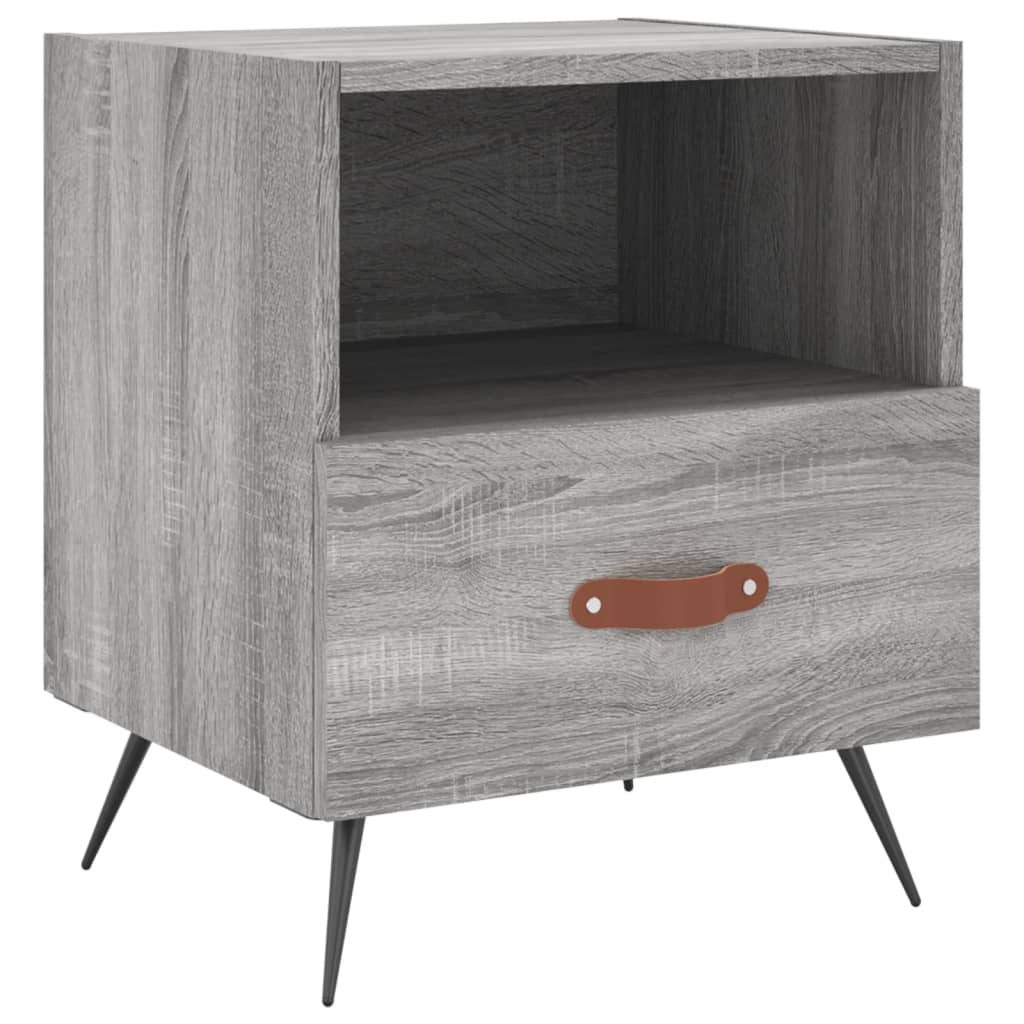 vidaXL Mesitas noche 2 uds madera ingeniería gris Sonoma 40x35x47,5 cm