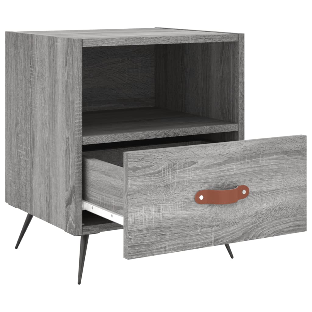 vidaXL Mesitas noche 2 uds madera ingeniería gris Sonoma 40x35x47,5 cm