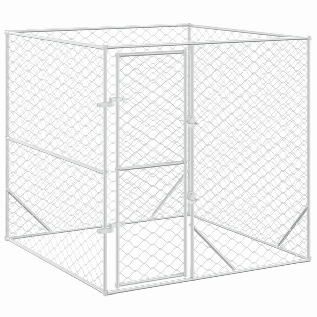 vidaXL Perrera de exterior acero galvanizado plateado 2x2x2 m