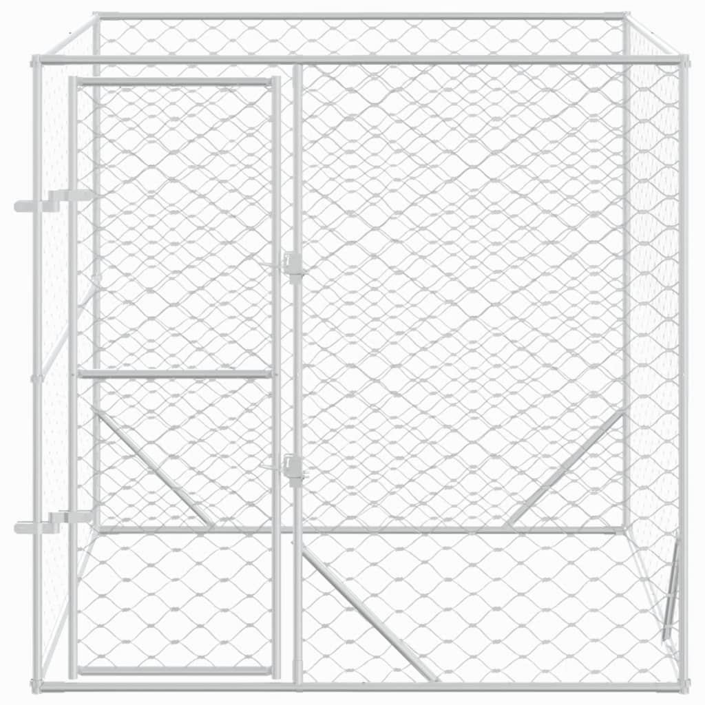 vidaXL Perrera de exterior acero galvanizado plateado 2x2x2 m