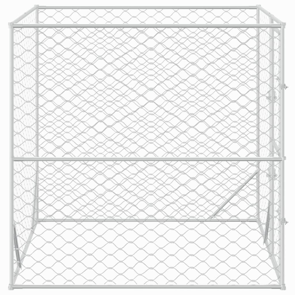 vidaXL Perrera de exterior acero galvanizado plateado 2x2x2 m