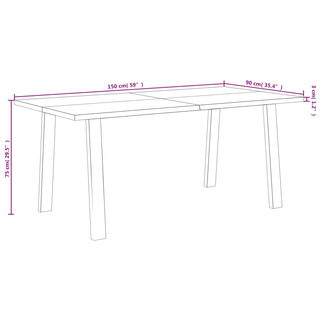 vidaXL Mesa de comedor madera maciza de acacia 150x90x75 cm