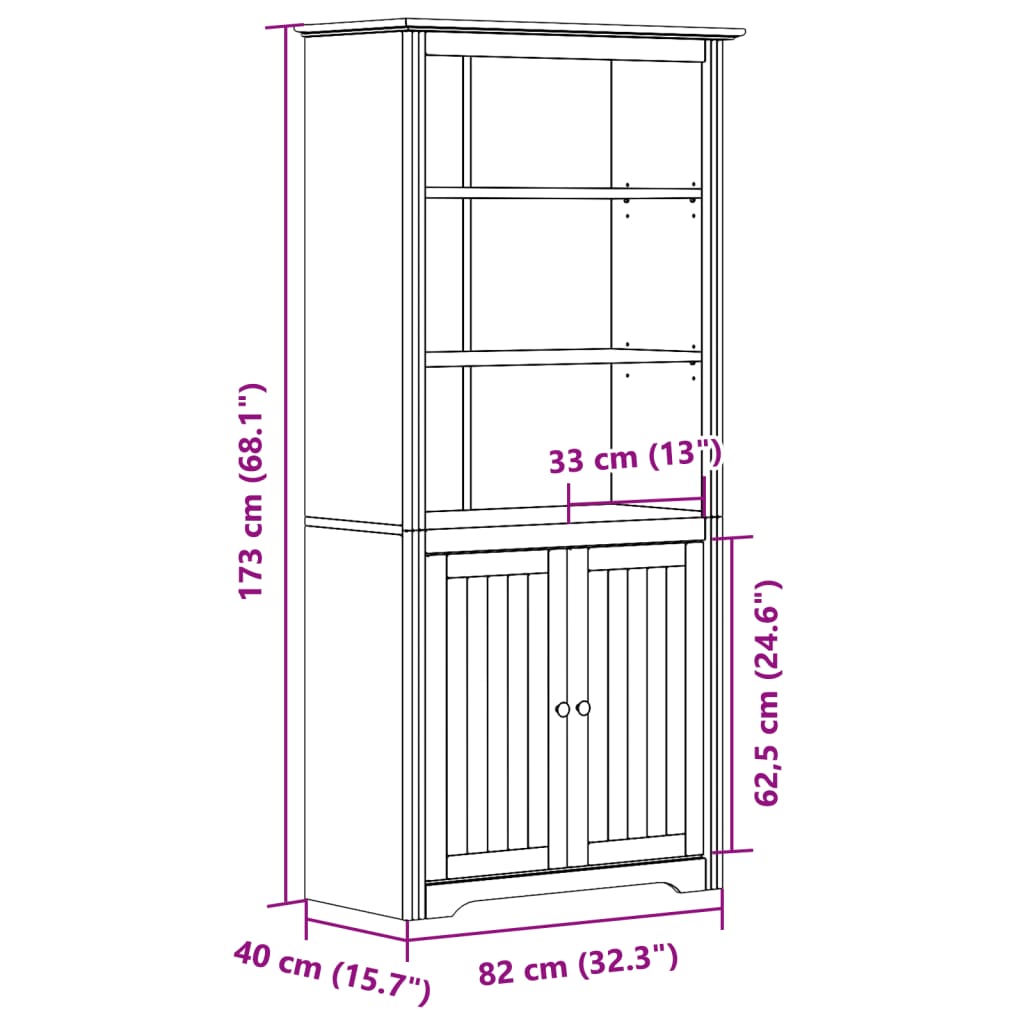 vidaXL Librería BODO madera maciza de pino blanco 82x40x173 cm