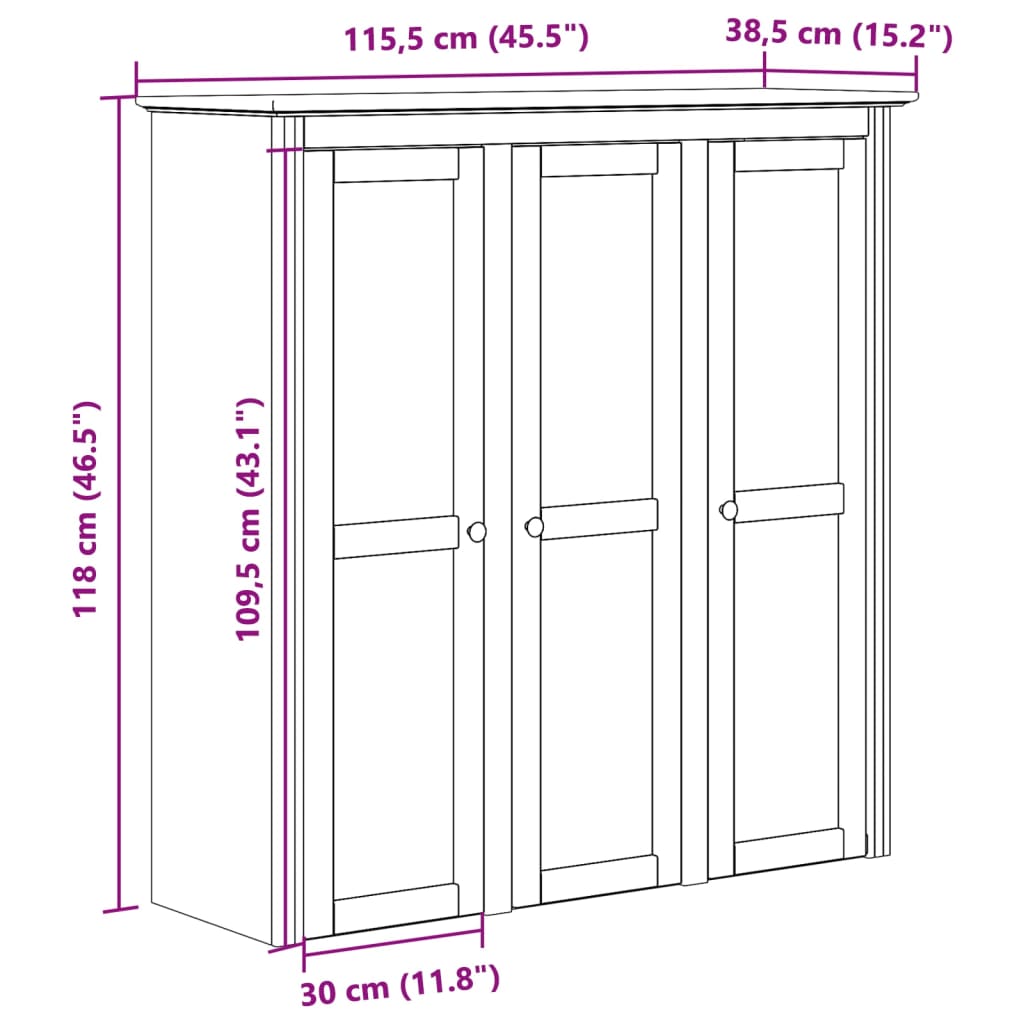 vidaXL Armario con puertas de vidrio BODO madera de pino blanco marrón