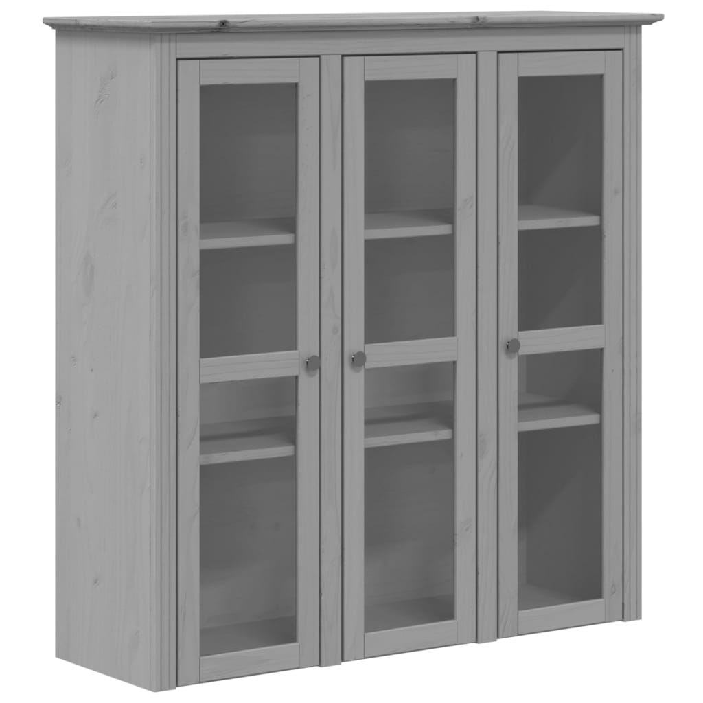 vidaXL Armario con puertas de vidrio BODO madera maciza pino gris