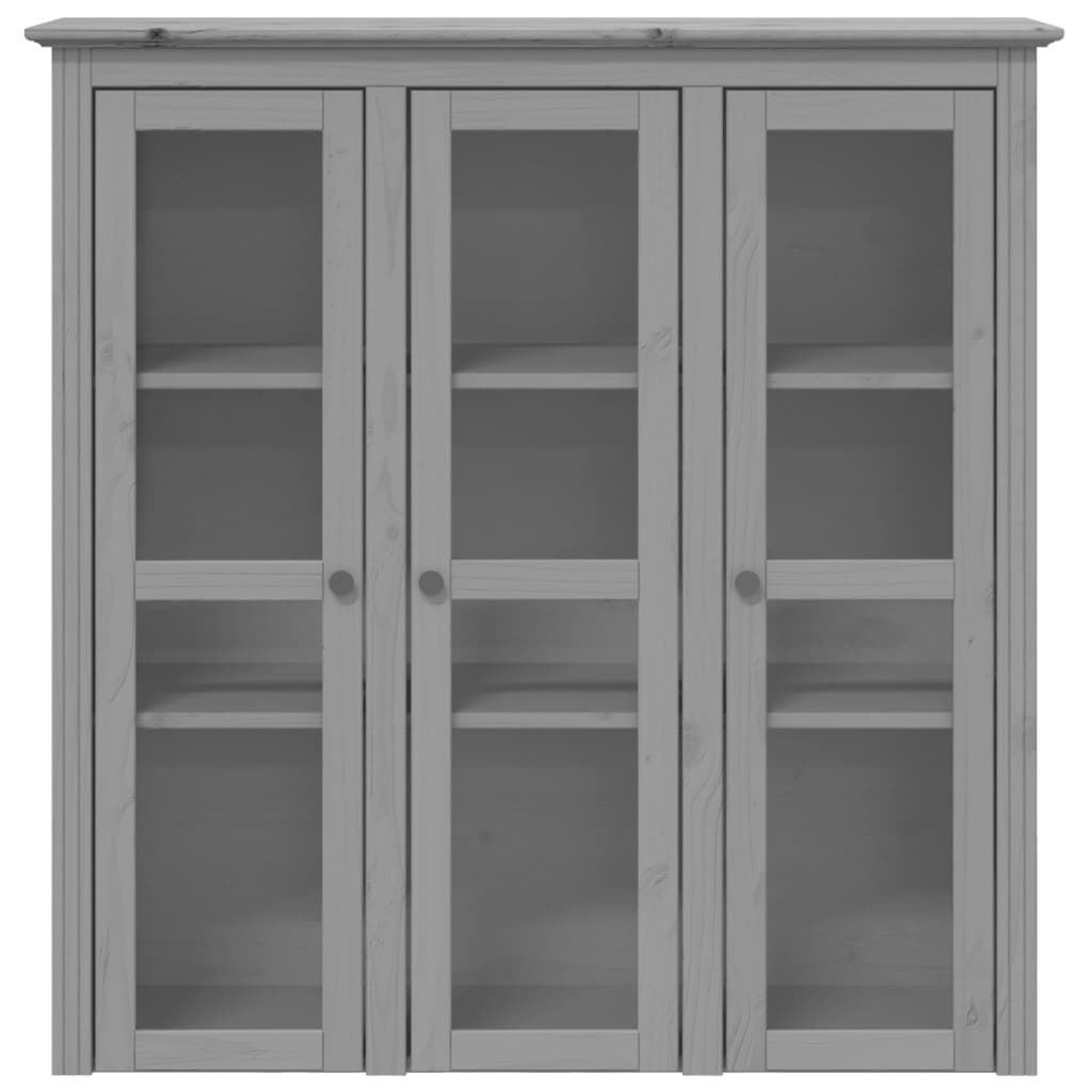 vidaXL Armario con puertas de vidrio BODO madera maciza pino gris