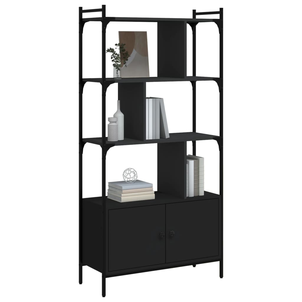 vidaXL Estantería con puertas madera negra 76,5x30x154,5 cm