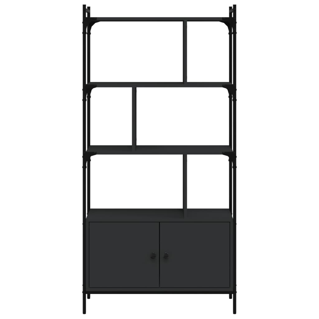 vidaXL Estantería con puertas madera negra 76,5x30x154,5 cm