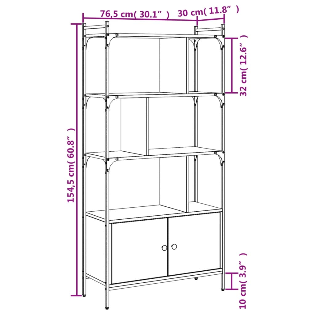 vidaXL Estantería con puertas madera negra 76,5x30x154,5 cm