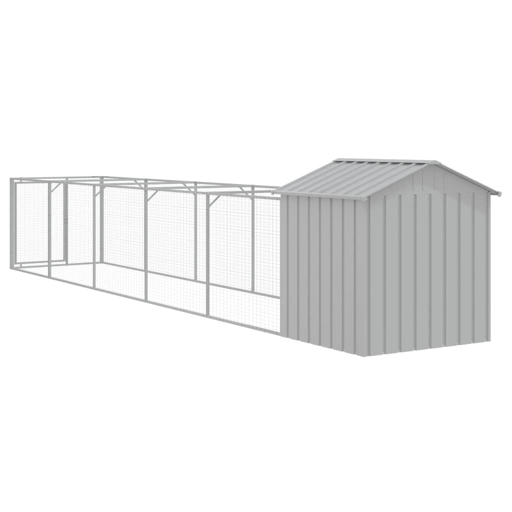 vidaXL Caseta perros tejado acero galvanizado gris claro 117x609x123cm