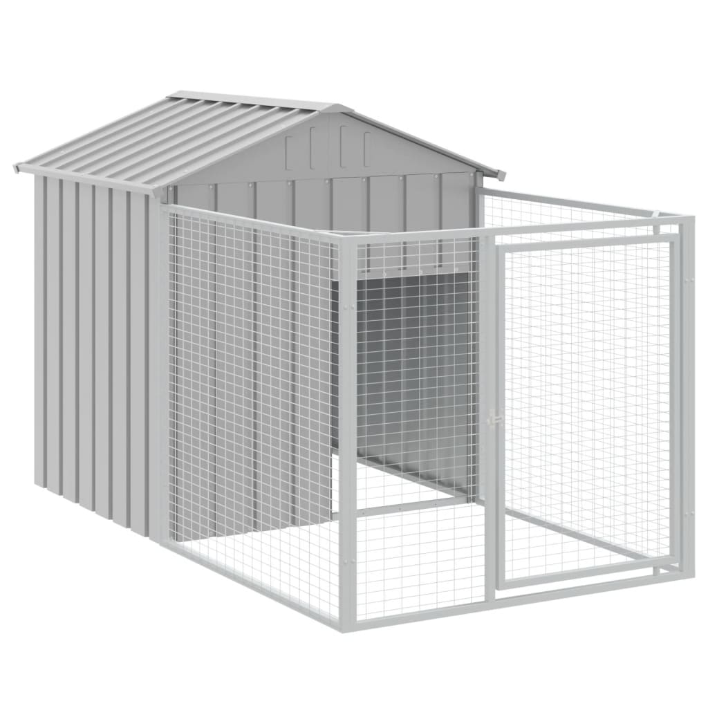 vidaXL Caseta perros tejado acero galvanizado gris claro 117x609x123cm