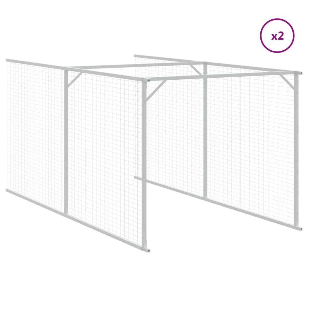 vidaXL Caseta perros tejado acero galvanizado gris claro 117x609x123cm