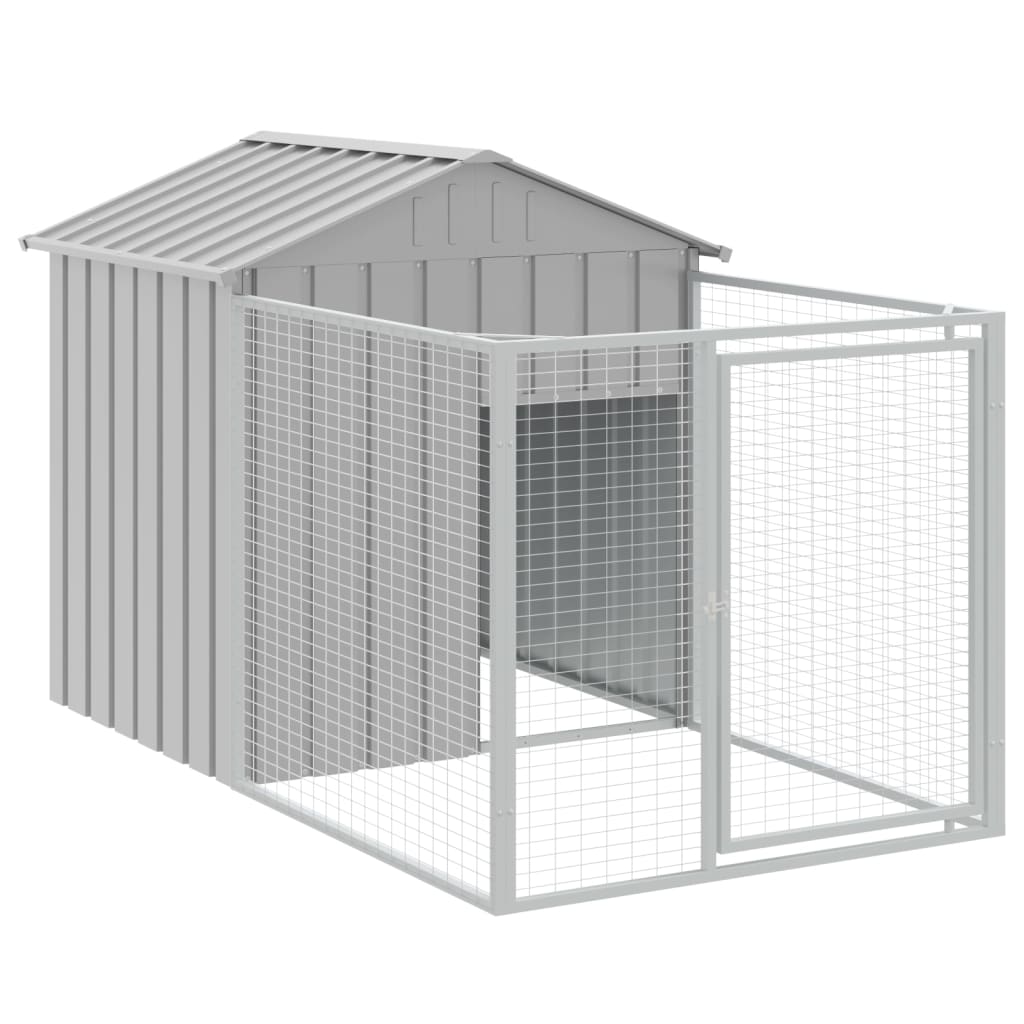 vidaXL Caseta perro tejado acero galvanizado gris claro 117x1017x123cm