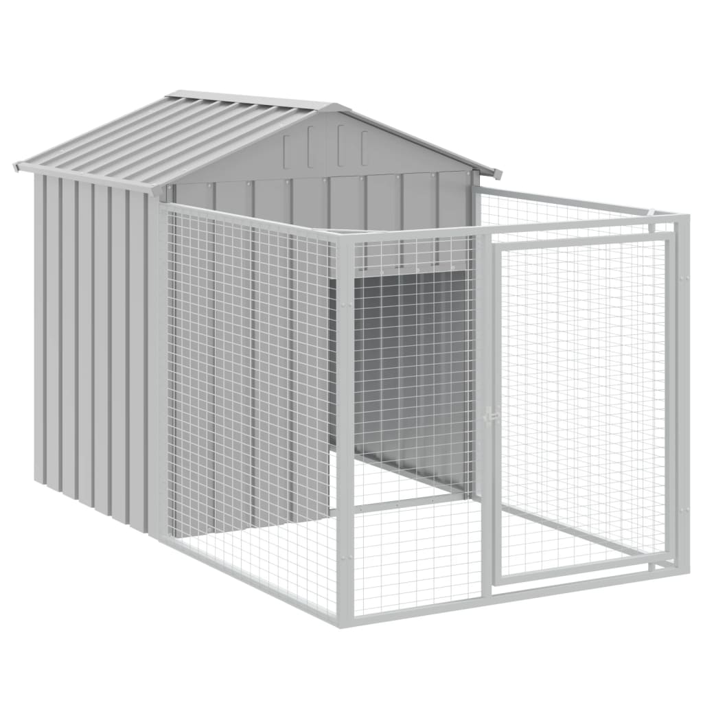 vidaXL Caseta perro tejado acero galvanizado gris claro 117x1221x123cm