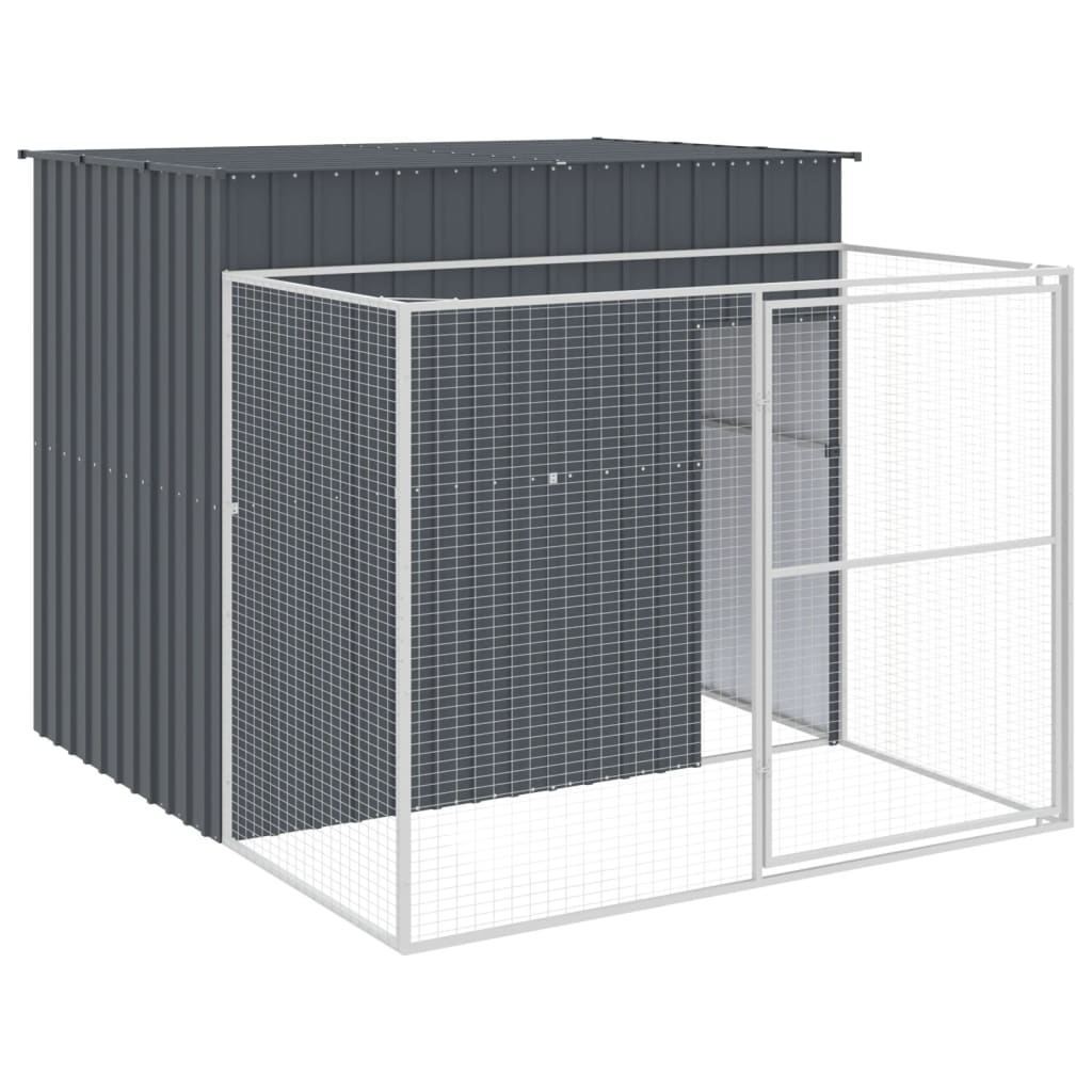 vidaXL Caseta perros con corral acero galvanizado gris 214x253x181 cm