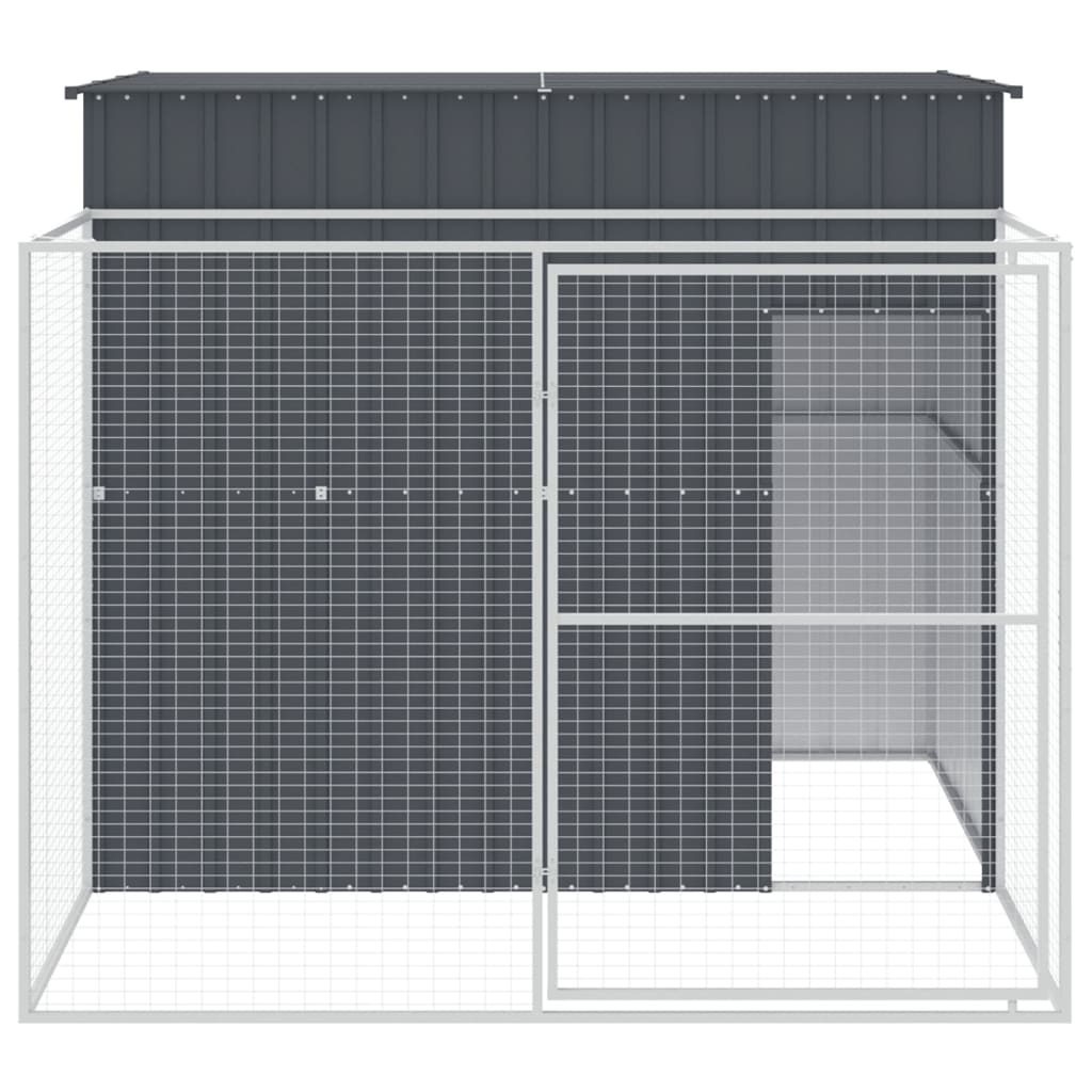 vidaXL Caseta perros con corral acero galvanizado gris 214x253x181 cm