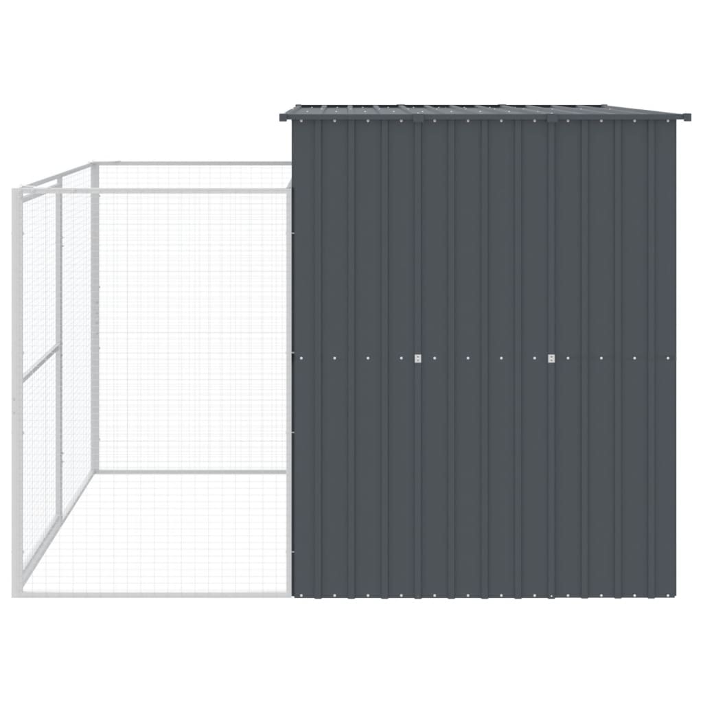 vidaXL Caseta perros con corral acero galvanizado gris 214x253x181 cm