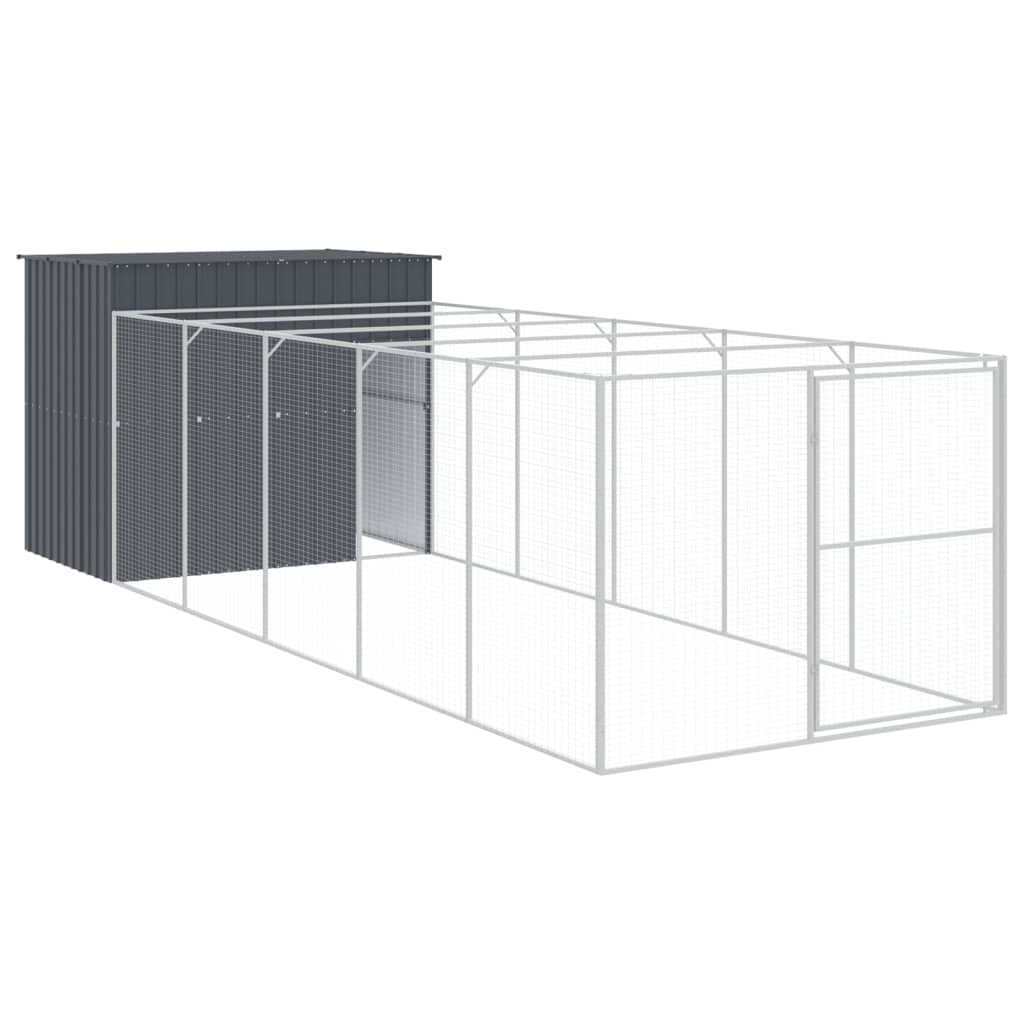 vidaXL Caseta perros con corral acero galvanizado gris 214x661x181 cm